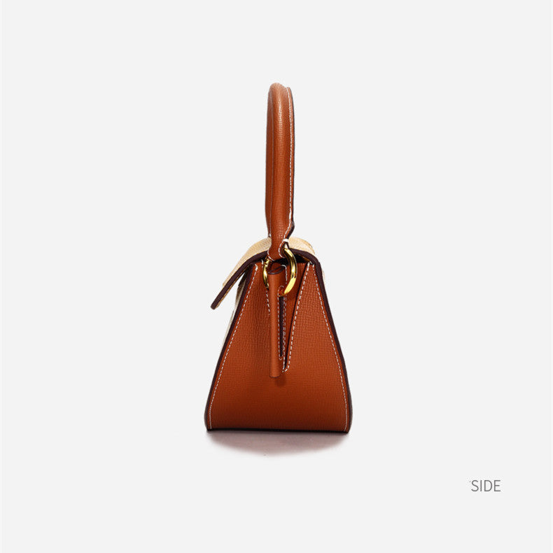 Saddle Crescent Handbags - Brown with Apricot and Yellow with White - Jatanele