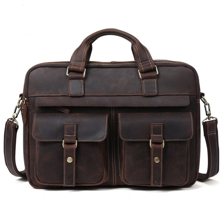 Genuine Retro Business Leather Bag for Men – Available in Black, Blue, Brown, and Coffee - Jatanele