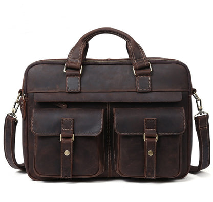 Genuine Retro Business Leather Bag for Men – Available in Black, Blue, Brown, and Coffee - Jatanele