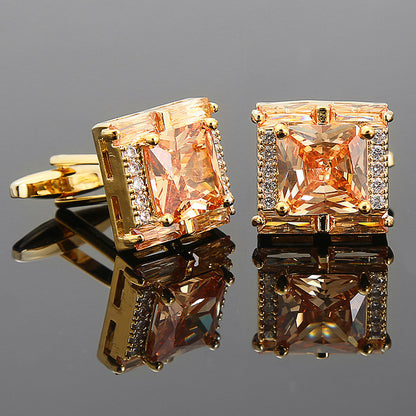 Square Diamond Men’s Zircon Crystal Cufflinks - Jatanele