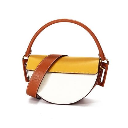 Saddle Crescent Handbags - Brown with Apricot and Yellow with White - Jatanele