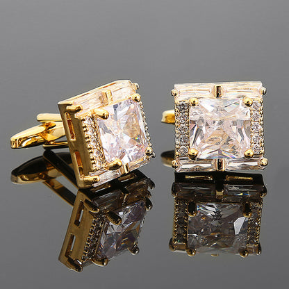 Square Diamond Men’s Zircon Crystal Cufflinks - Jatanele