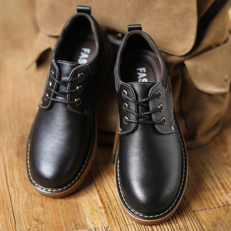 Men's Thick-Soled Casual Leather Lace-Up Shoes – Comfortable and Durable - Jatanele