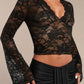 V-Neck Flare Sleeve Lace Top - Jatanele