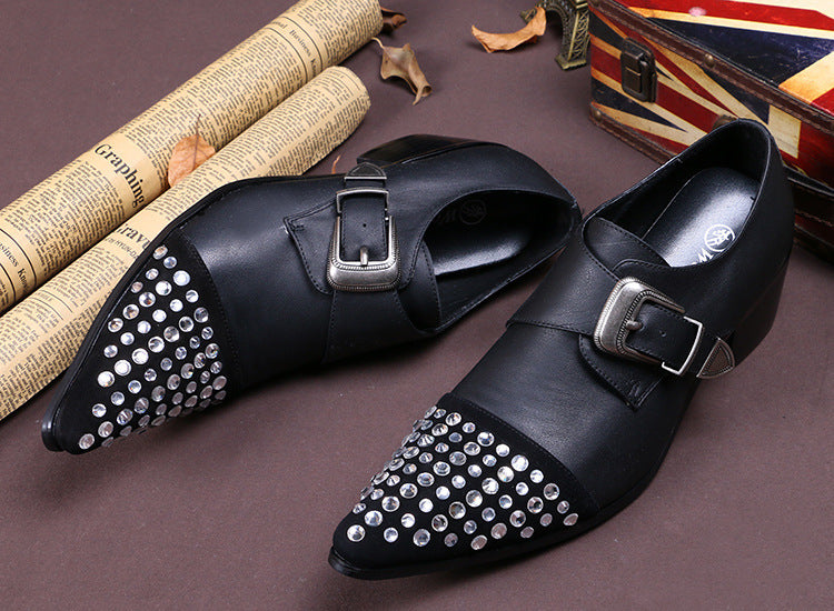 Men's Buckle Rhinestone Low-Top Dress Shoes - Elegant Formal Shoes - Jatanele