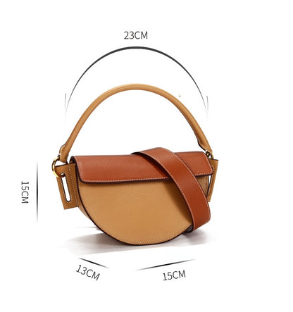 Saddle Crescent Handbags - Brown with Apricot and Yellow with White - Jatanele