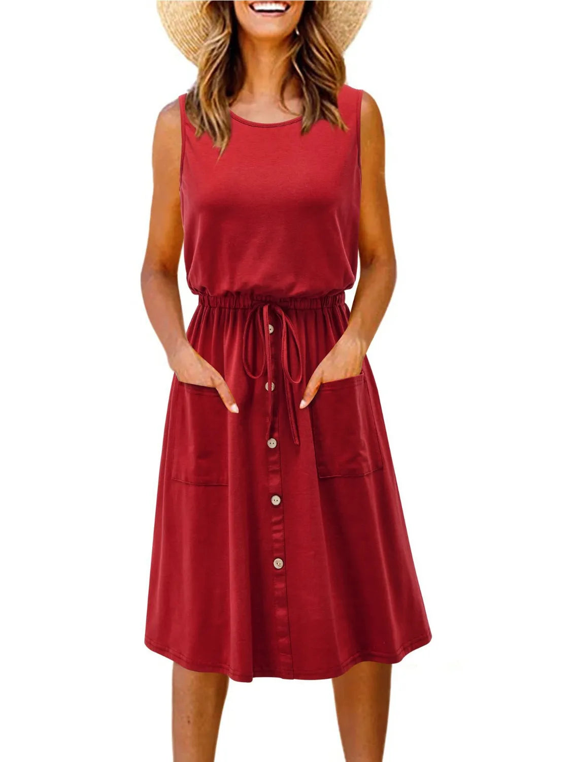 Full Size Round Neck Sleeveless Tank Dress Plus Size - Jatanele