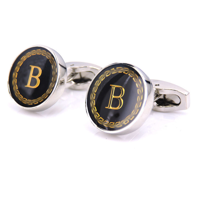 Customizable Round Letter French Cufflinks - Personalized Initial Design - Jatanele