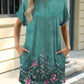 Printed Round Neck Short Sleeve Mini Dress - Jatanele