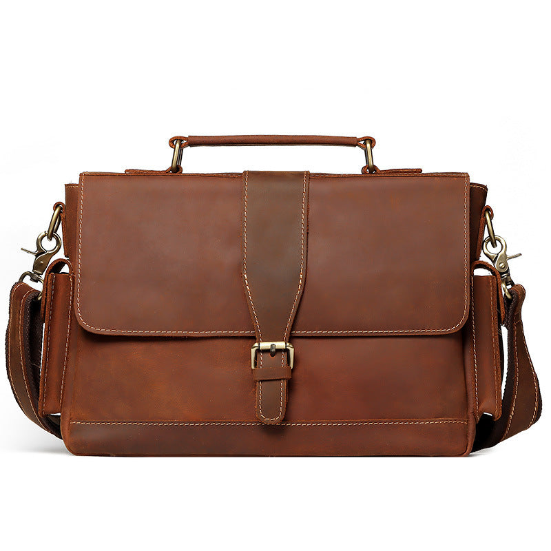 Premium Business Leather Men's Briefcase - Khaki - Jatanele