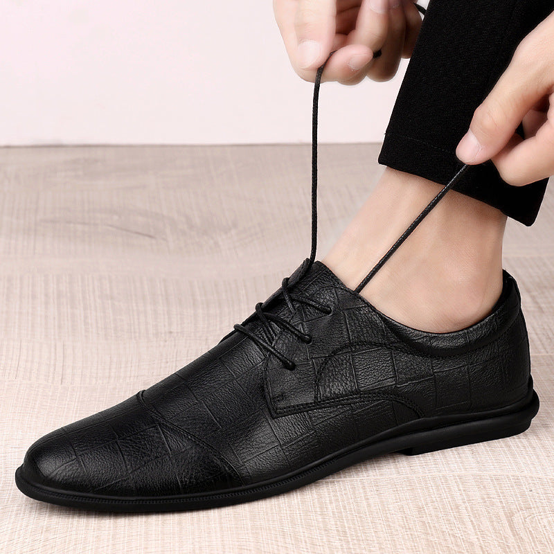 Men's Casual Lace-Up Genuine Cowhide Leather Shoes - Timeless Comfort - Jatanele