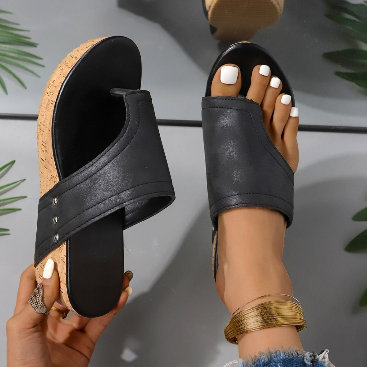 Serena PU Leather Wedges Trendsi