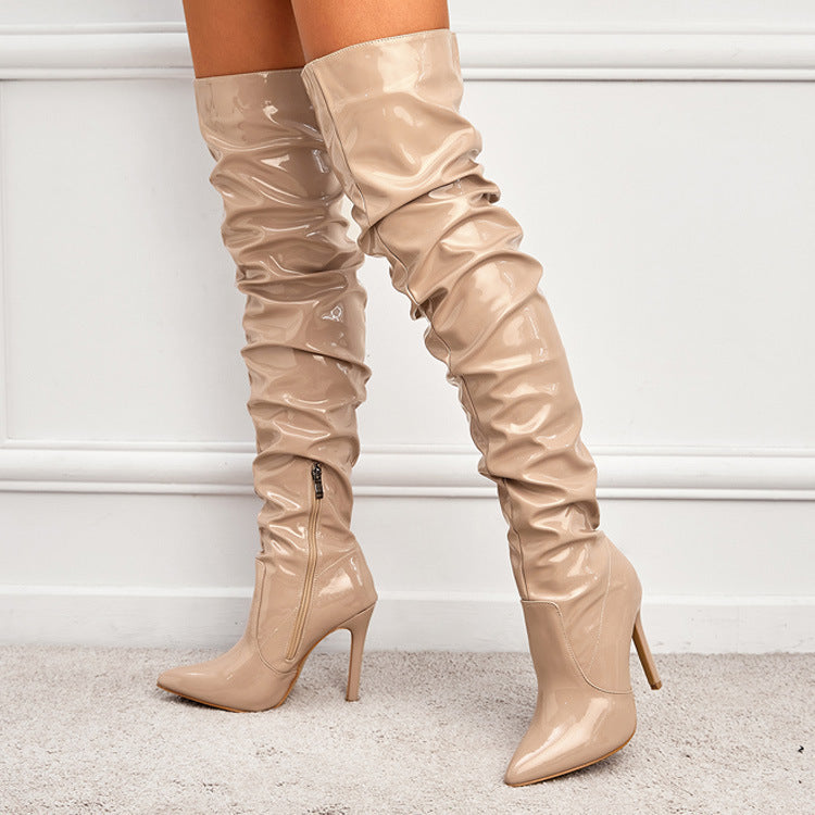 Knee High Long Boots Women Fashion Super High Heel Party Shoes - Jatanele