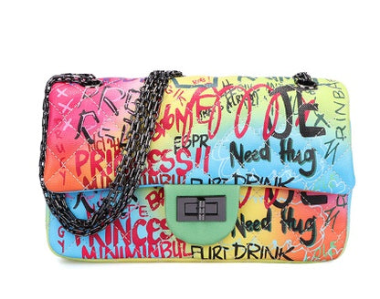 Ladies Painted Graffiti BagsColor Ladies Handbags - Jatanele