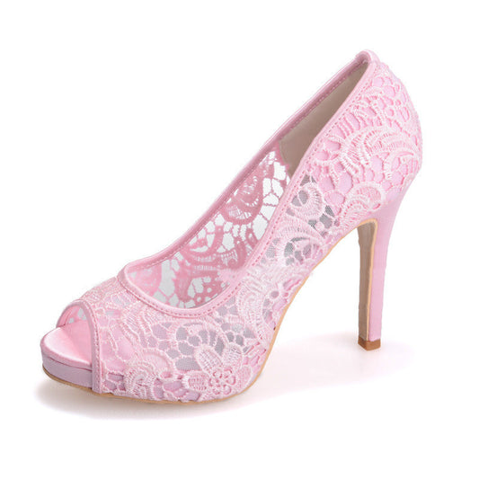 New White Lace Wedding Shoes - Jatanele