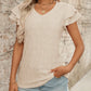 Eyelet V-Neck Ruffled Cap Sleeve Top - Jatanele