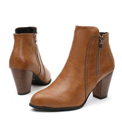 Vera Block Heel Boots Trendsi