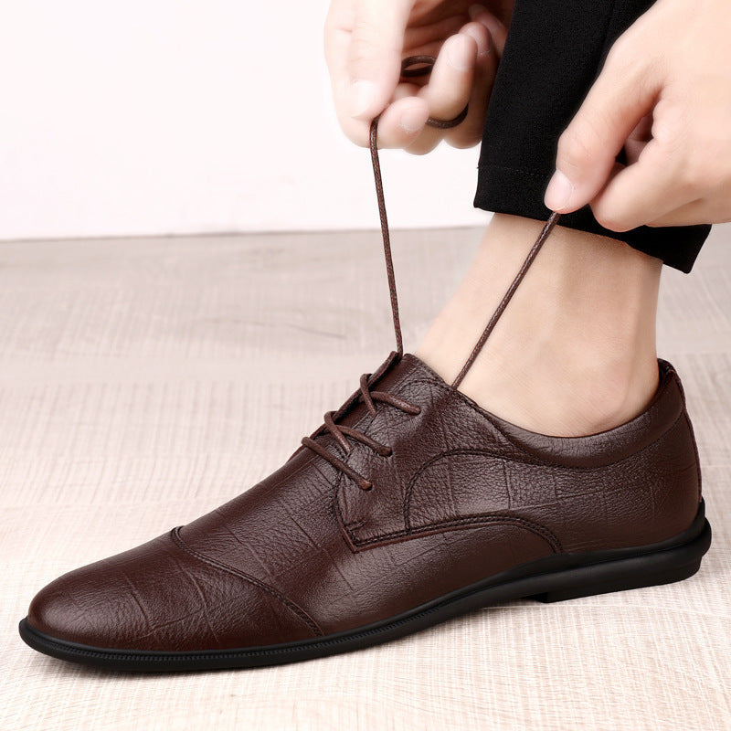 Men's Casual Lace-Up Genuine Cowhide Leather Shoes - Timeless Comfort - Jatanele