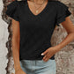 Eyelet V-Neck Ruffled Cap Sleeve Top - Jatanele