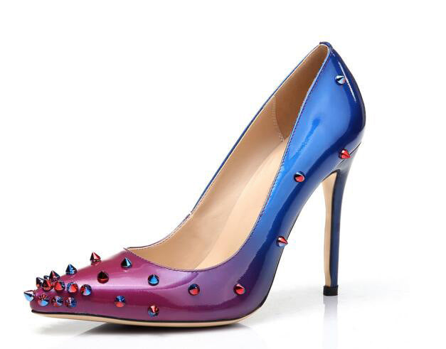 Elegant Stiletto Heels with Multicolor Studs - Jatanele