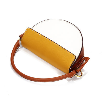 Saddle Crescent Handbags - Brown with Apricot and Yellow with White - Jatanele