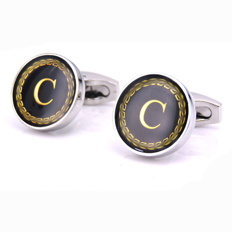 Customizable Round Letter French Cufflinks - Personalized Initial Design - Jatanele