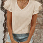 Eyelet V-Neck Ruffled Cap Sleeve Top - Jatanele