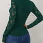 Lace Wavy Hem V-Neck Long Sleeve Top - Jatanele