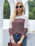 Waffle-Knit Lace Round Neck Long Sleeve T-Shirt - Jatanele