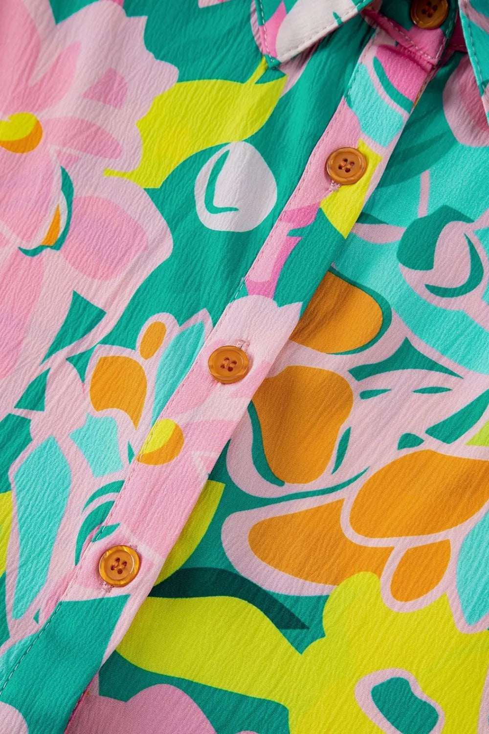 Button Down Floral Puff Sleeve Babydoll Dress - Jatanele