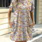 Printed Round Neck Short Sleeve Mini Dress - Jatanele