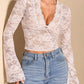 V-Neck Flare Sleeve Lace Top - Jatanele
