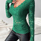 V-Neck Long Sleeve Lace Top - Jatanele