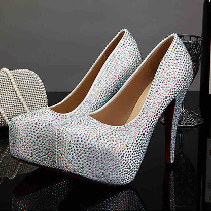 Crystal-Embellished Super High Heels 14cm - Jatanele