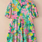 Button Down Floral Puff Sleeve Babydoll Dress - Jatanele
