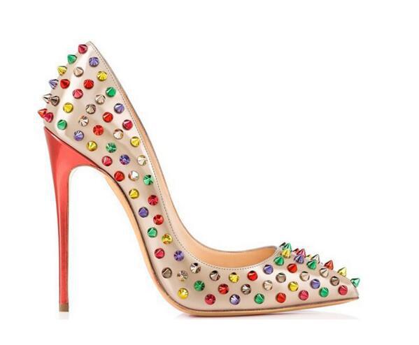 Elegant Stiletto Heels with Multicolor Studs - Jatanele