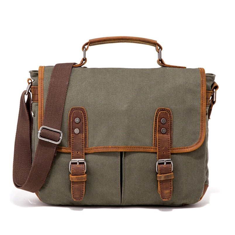 Horse Leather Briefcase for Men – Available in Army Green, Black, Dark Gray, and Khaki - Jatanele