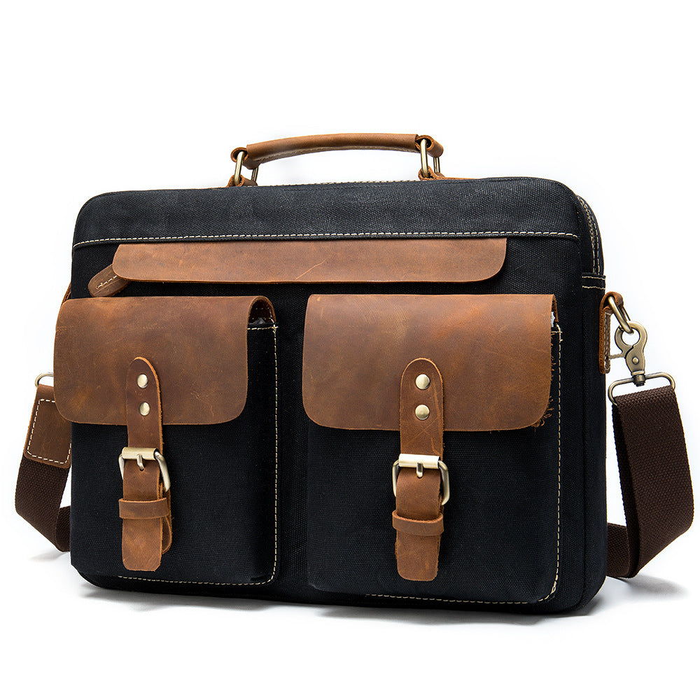 Premium Cowhide with Cloth Briefcase - Jatanele