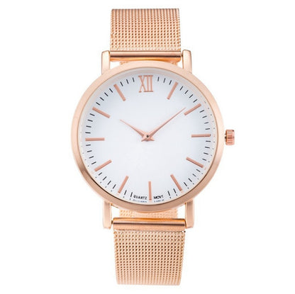 Silver and gold mesh band creative marble wristwatch - Jatanele