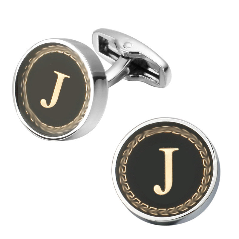 Customizable Round Letter French Cufflinks - Personalized Initial Design - Jatanele