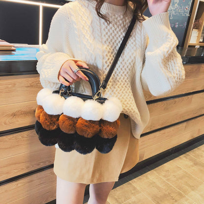 Plush Handbags Winter Plush Shoulder Bag Handbag Trend Messenger Bag - Jatanele