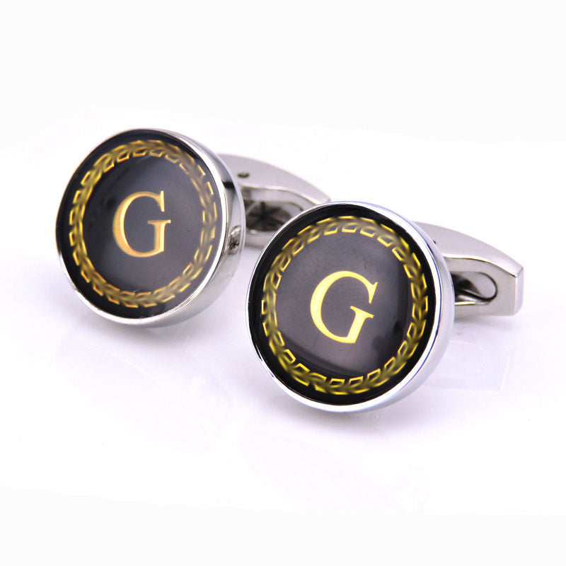 Customizable Round Letter French Cufflinks - Personalized Initial Design - Jatanele