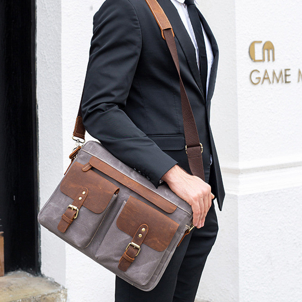 Premium Cowhide with Cloth Briefcase - Jatanele