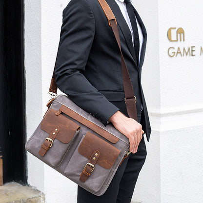 Premium Cowhide with Cloth Briefcase - Jatanele