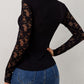 Lace Wavy Hem V-Neck Long Sleeve Top - Jatanele