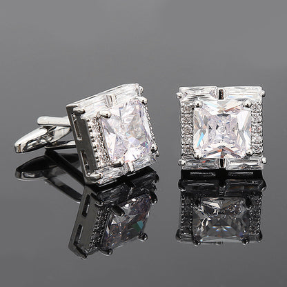 Square Diamond Men’s Zircon Crystal Cufflinks - Jatanele