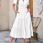Tiered Notched Short Sleeve Dress - Jatanele