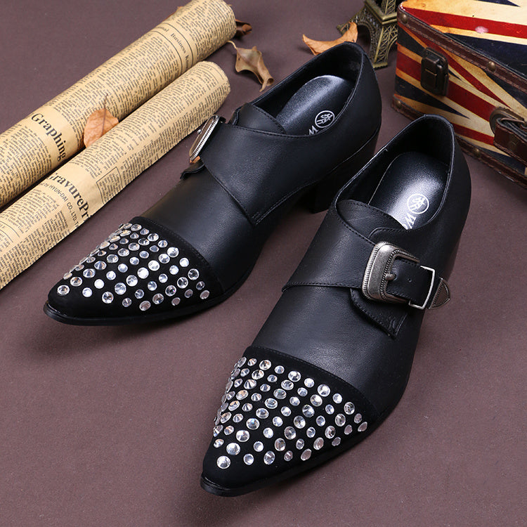 Men's Buckle Rhinestone Low-Top Dress Shoes - Elegant Formal Shoes - Jatanele