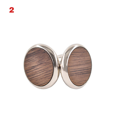 Round Cufflinks Solid Wood American Black Walnut - Classic Design - Jatanele