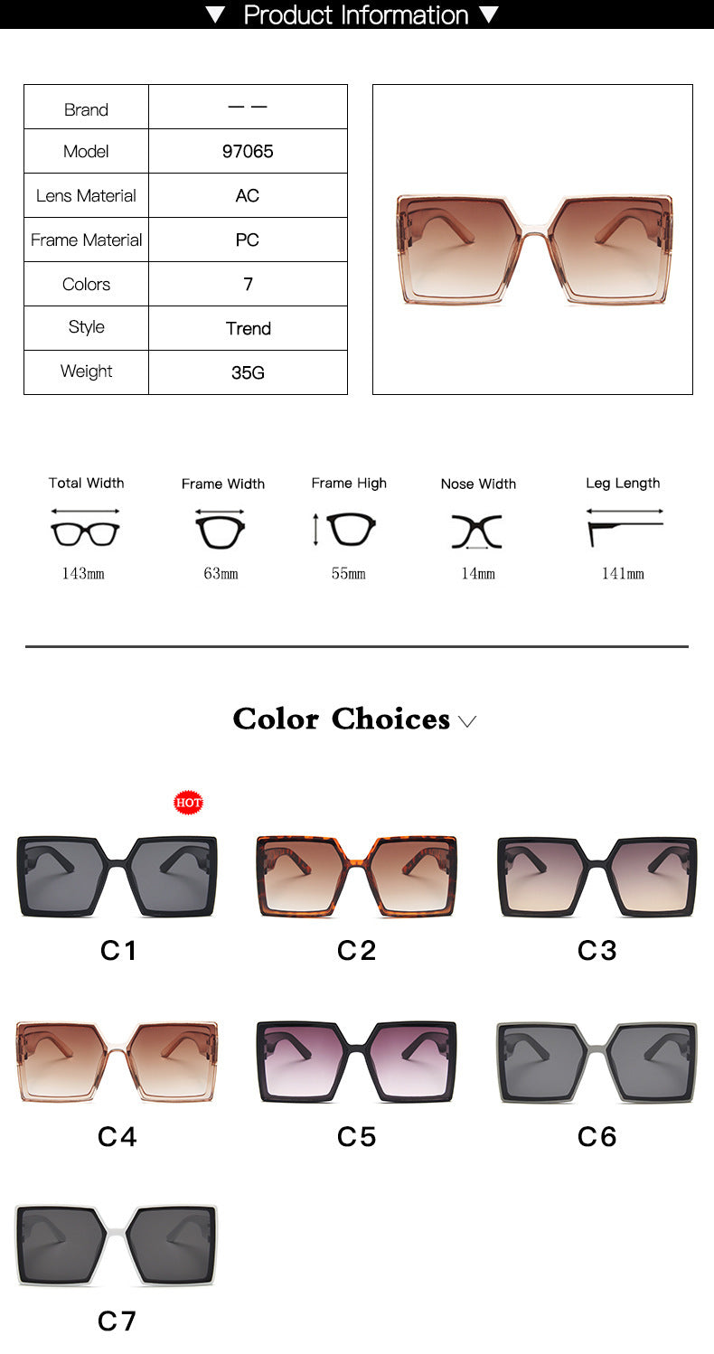 New Large Square Frame Sunglasses For Women - Jatanele